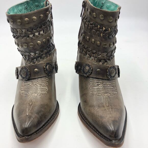 Corral Womens Faded/Greige Studs Woven & Straps Ankle Boots Multicolor Size 8 - Picture 2 of 11